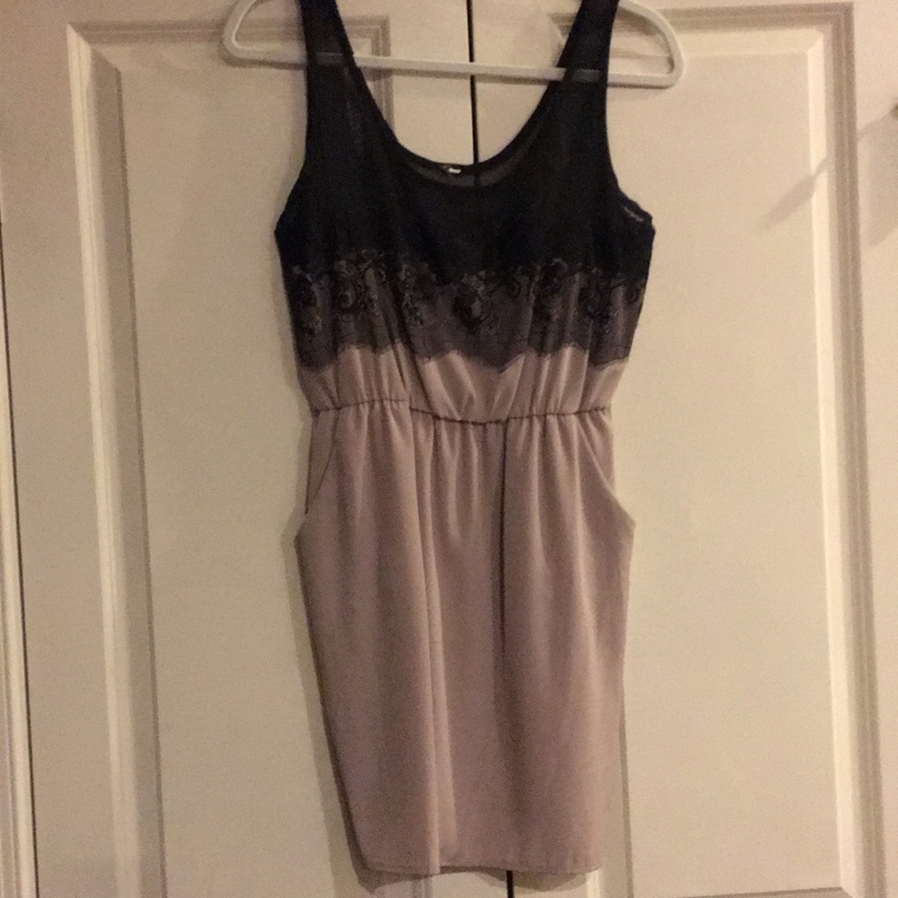 Like new! Pitaya Black Sheer Lace & Beige Dress - Picture 1 of 4